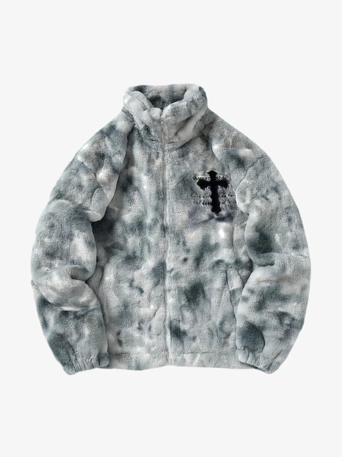 Heavy-Duty Faux Lambswool Tie-Dye Urban Jacket