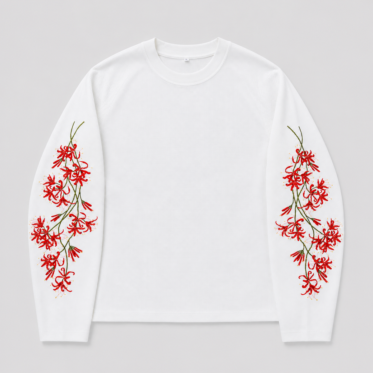 Revelse™ Embroidered Floral Longsleeve Shirt Red