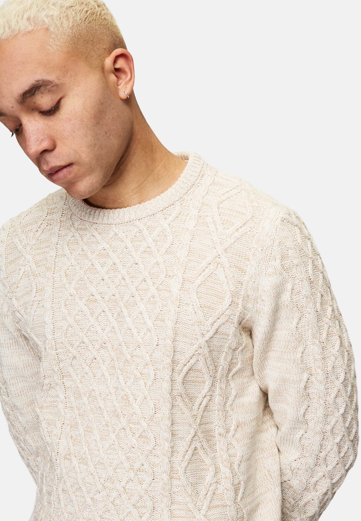 Revelse™ Organic Cotton Cable Knit Sweater Beige