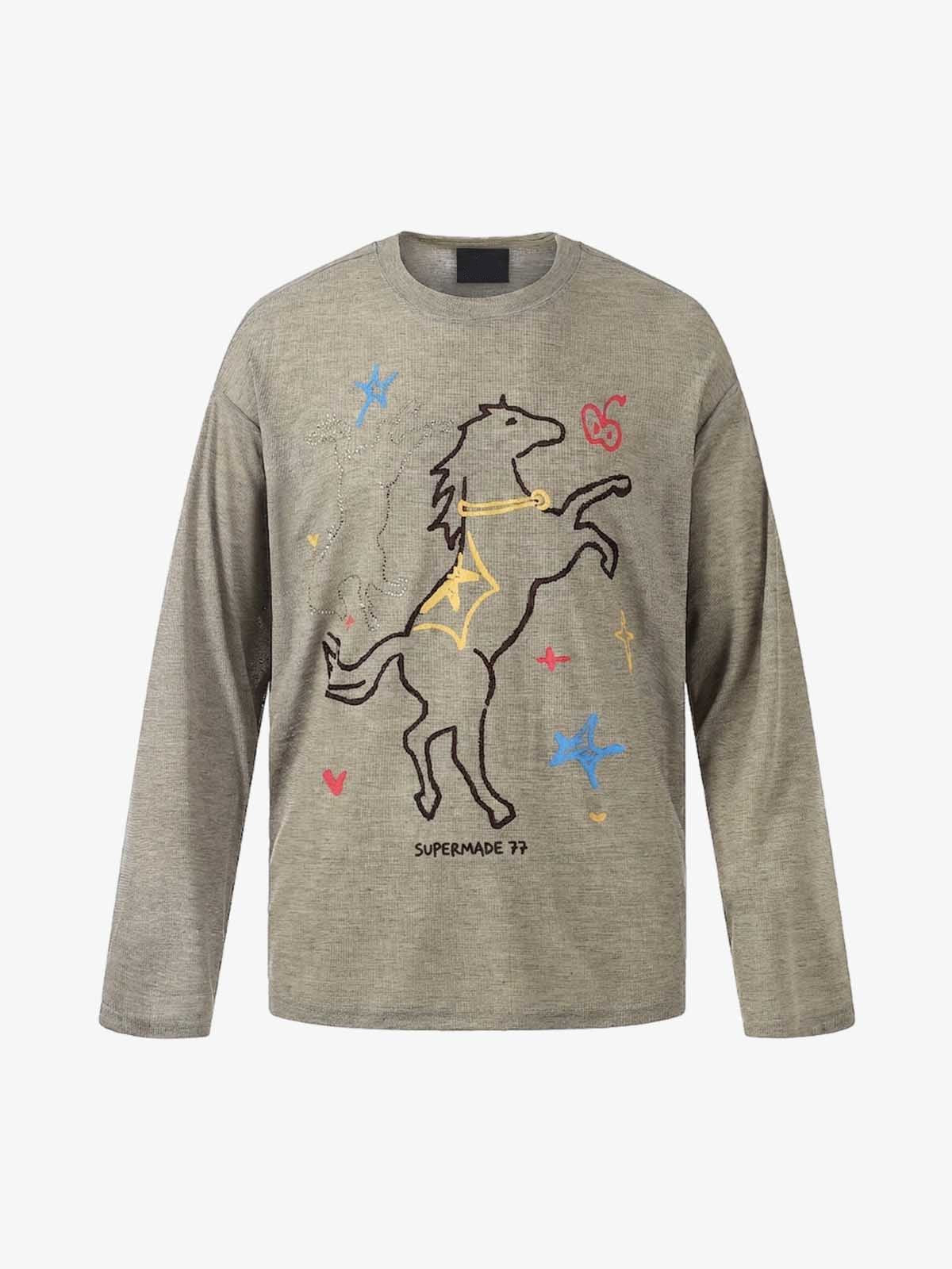 Revelse™ Horse Graphic Print Long Sleeve Tee