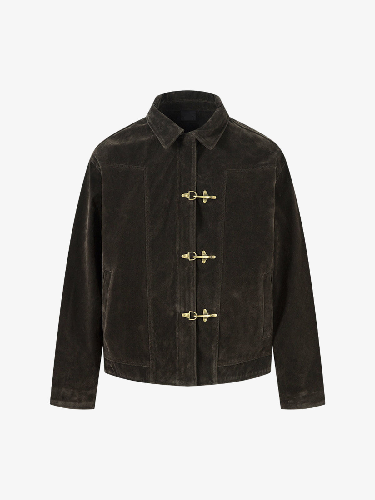 Revelse™ Retro Suede Bomber Jacket with Metal Button Lapel