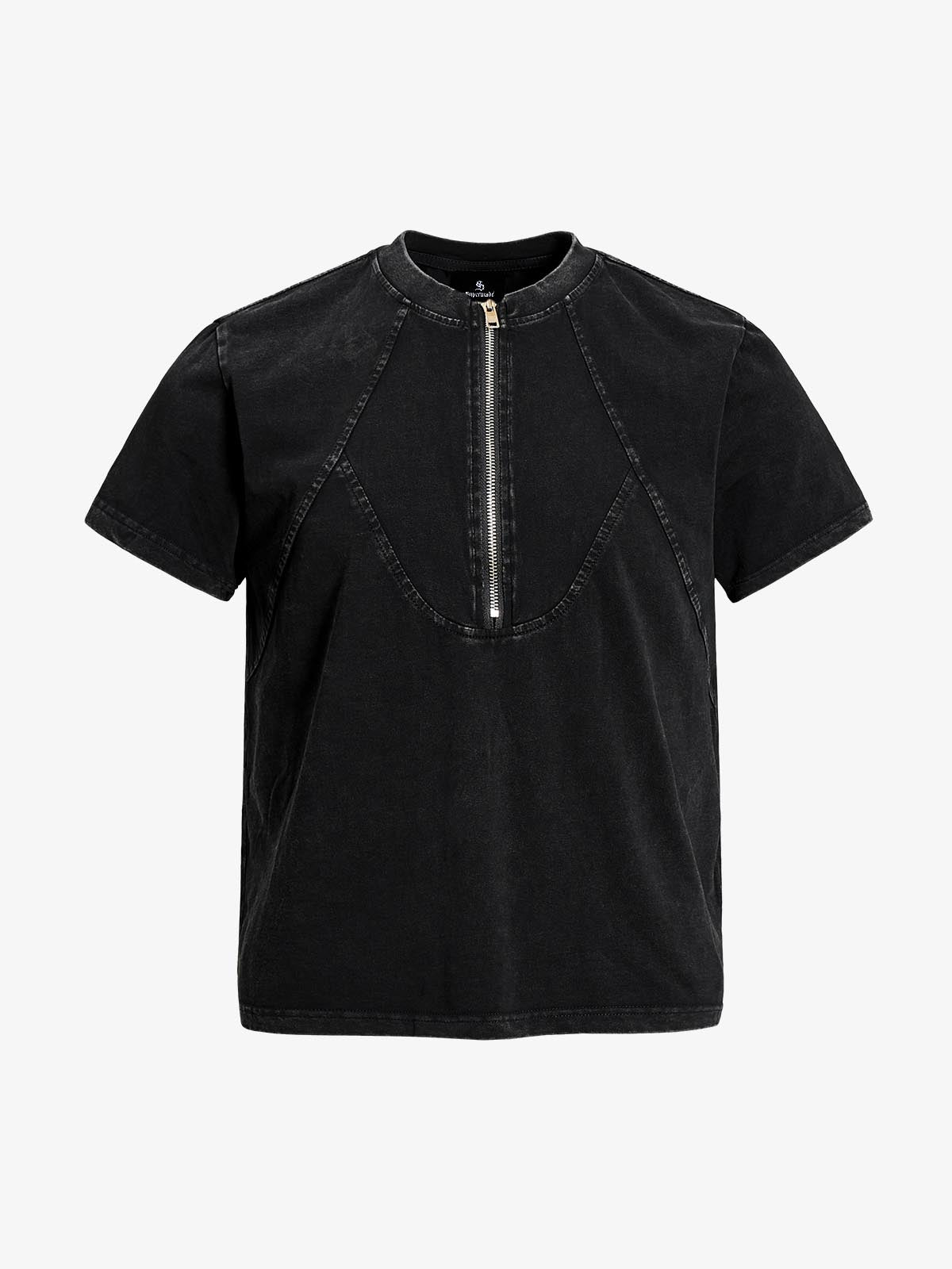 Revelse™ Acid Wash Half Zip Pullover T-Shirt