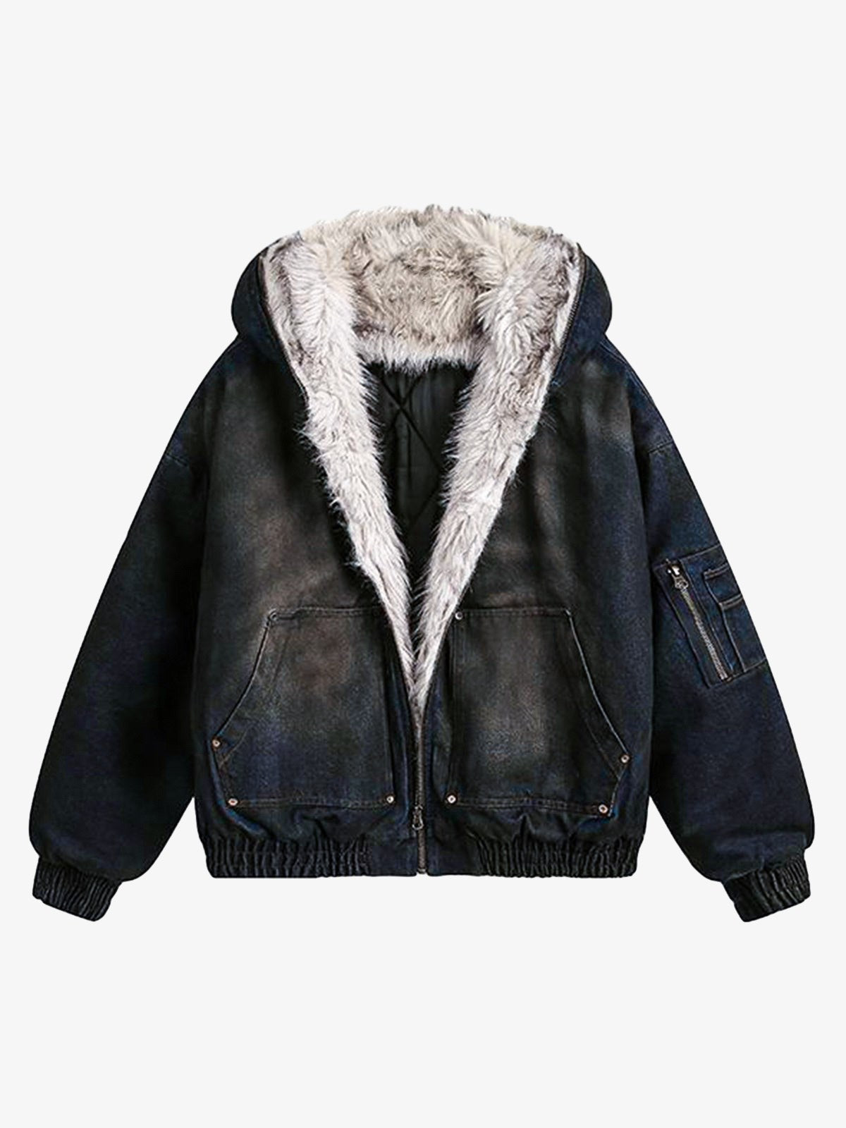 Revelse™ Washed Cotton Fur Hooded Jacket