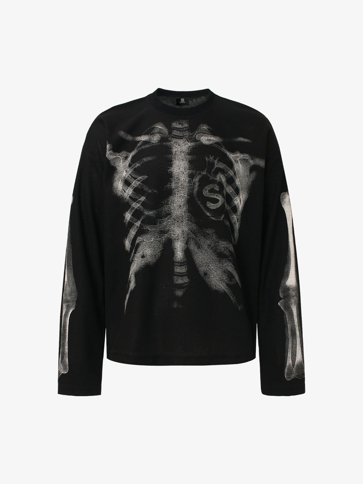 Skeleton Graphic Waffle Knit Sweatshirt