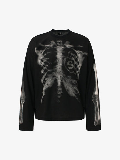 Skeleton Graphic Waffle Knit Sweatshirt