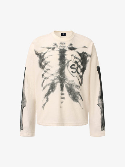 Skeleton Graphic Waffle Knit Sweatshirt