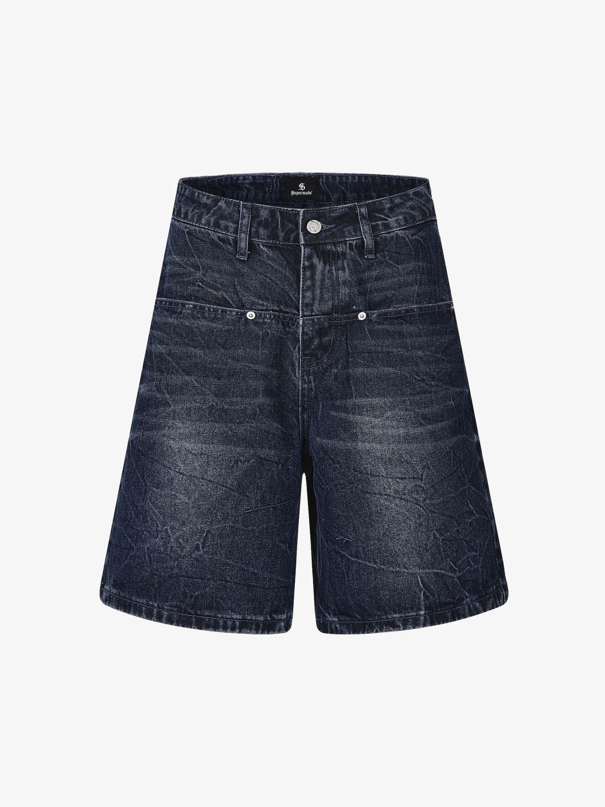 Revelse™ Wide Leg Washed Denim Shorts Blue