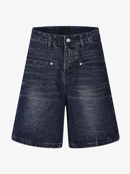 Revelse™ Wide Leg Washed Denim Shorts Blue