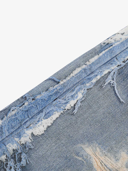 Revelse™  Deconstructed Distressed Denim Shorts Blue