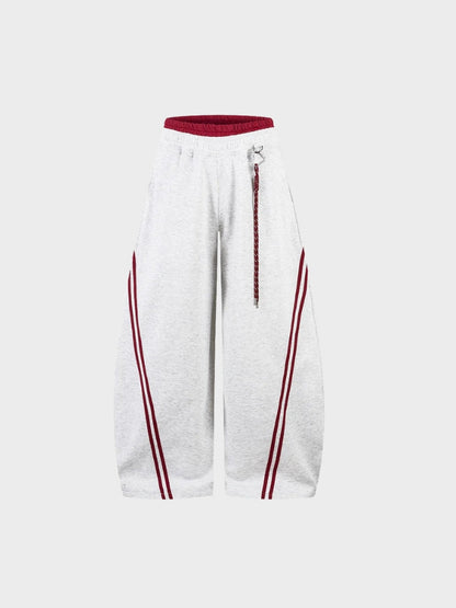 Cotton Blend Balloon-Leg Joggers with Contrast Waistband