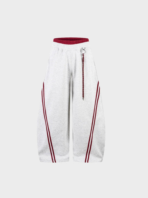 Cotton Blend Balloon-Leg Joggers with Contrast Waistband