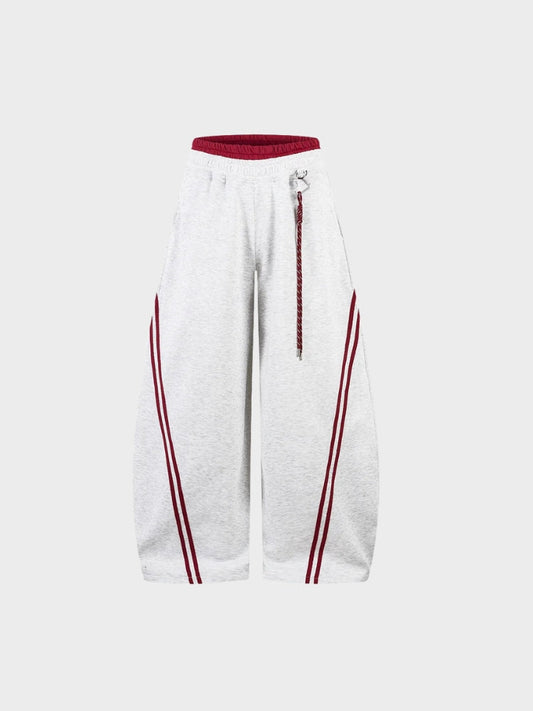 Cotton Blend Balloon-Leg Joggers with Contrast Waistband
