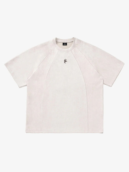 Suede Panel Raglan Sleeve T-Shirt