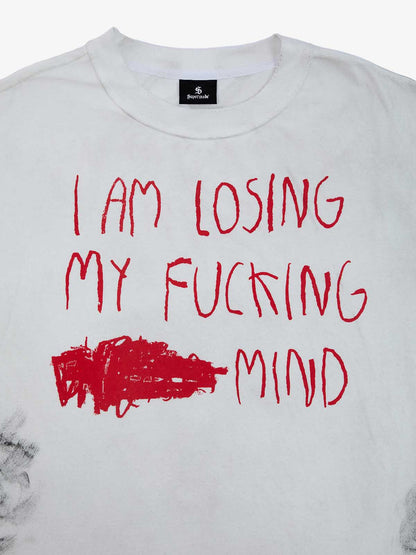 Grunge Slogan Print Distressed Raw Hem Sleeveless T-Shirt