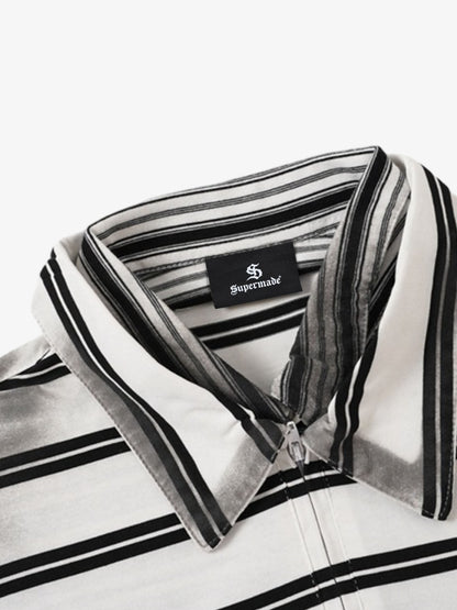 Revelse™ Striped Cotton Blend Half-Zip Pullover Sweater