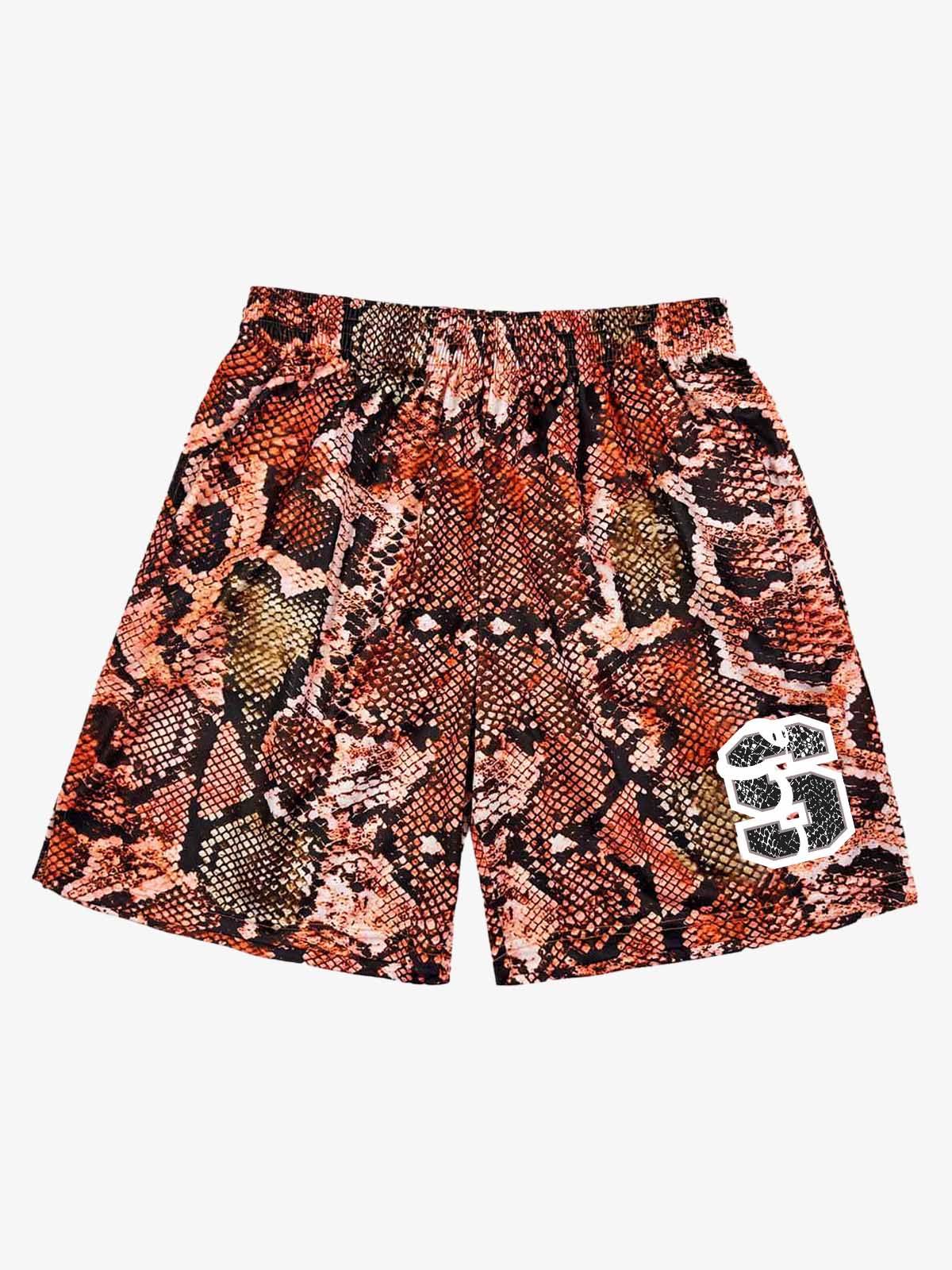 Snakeskin Print Athletic Running Shorts