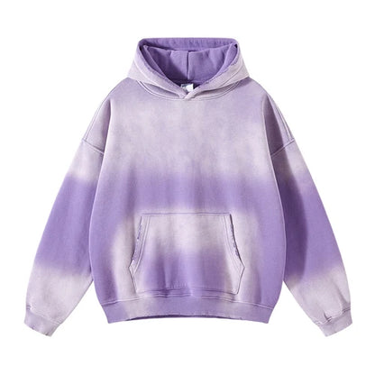Unisex Acid Wash Gradient Distressed Oversized Hoodie