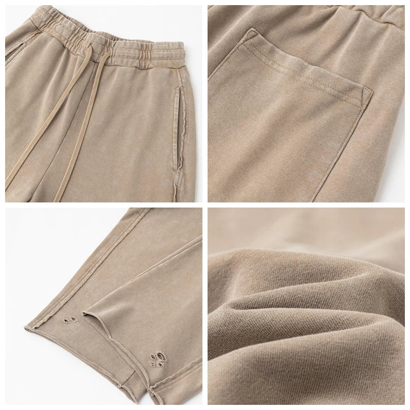 Men's Distressed Washed Straight Leg Joggers