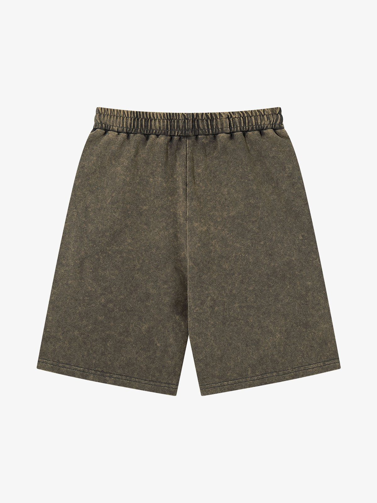 Back view of women's distressed cotton shorts with embellished detailing