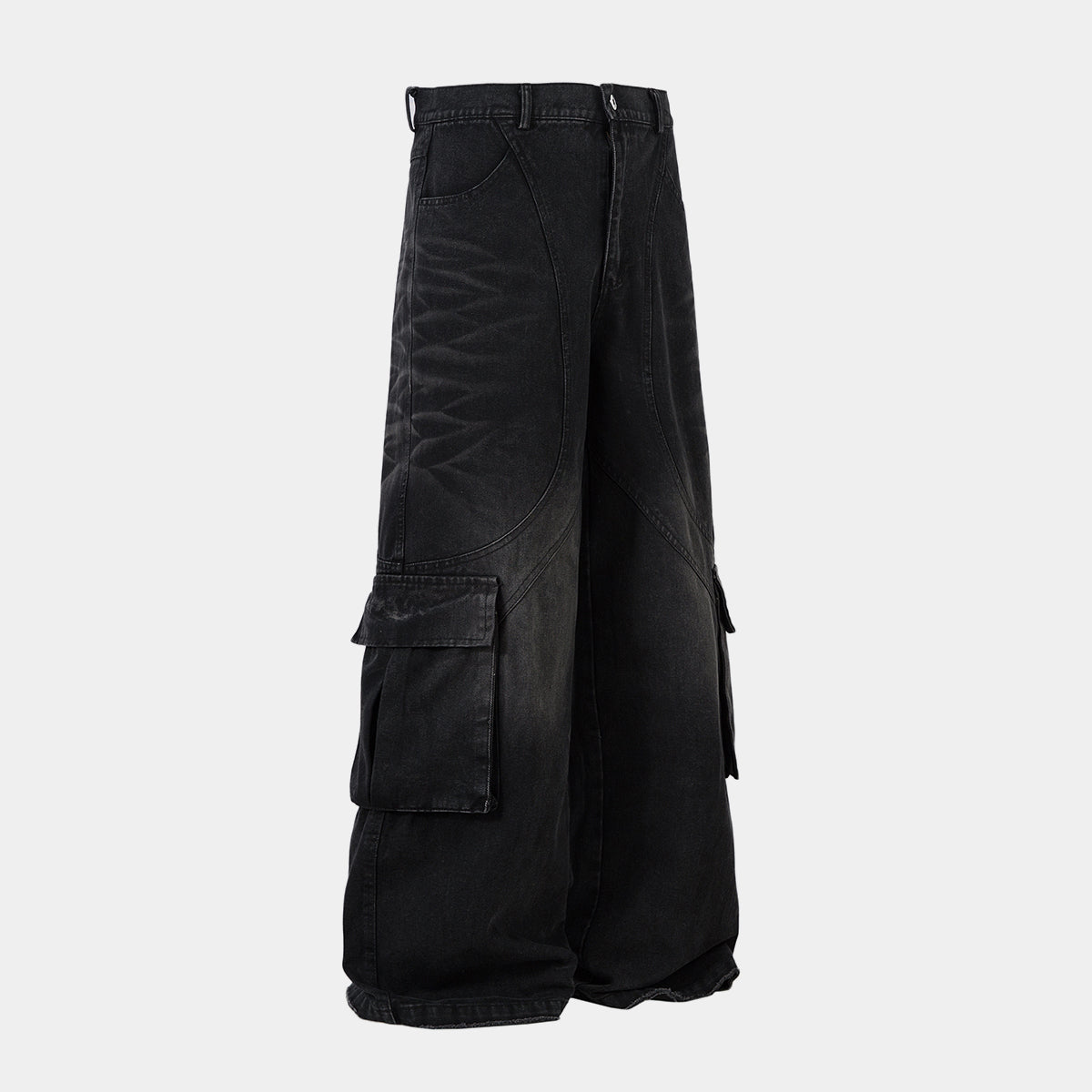 Distressed Washed Multi-Pocket Denim Jeans