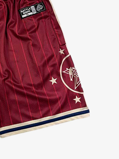 Revelse™  Striped Star Crest Soccer Shorts Lightweight