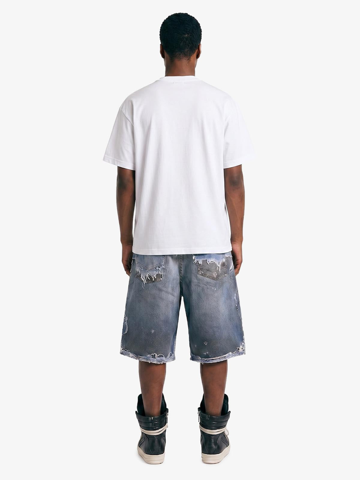 Revelse™  Deconstructed Distressed Denim Shorts Blue