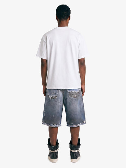 Revelse™  Deconstructed Distressed Denim Shorts Blue