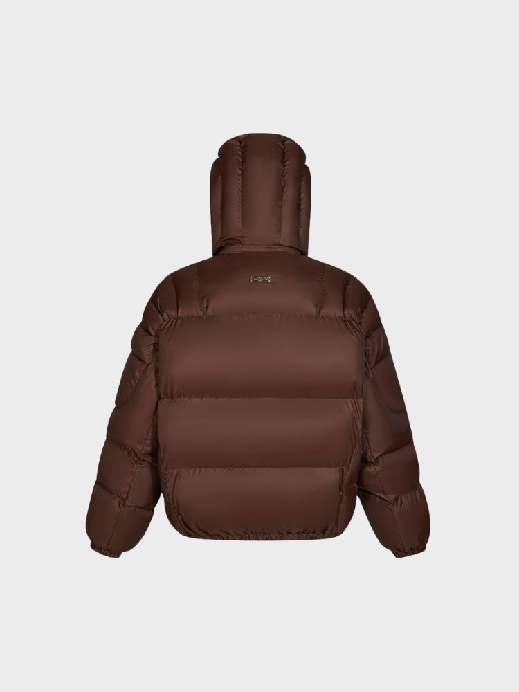Puffer Jacket Quilted Stand Collar With Removable Hood