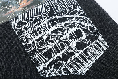 Men’s Graffiti Print Denim Shorts Hip-Hop Streetwear