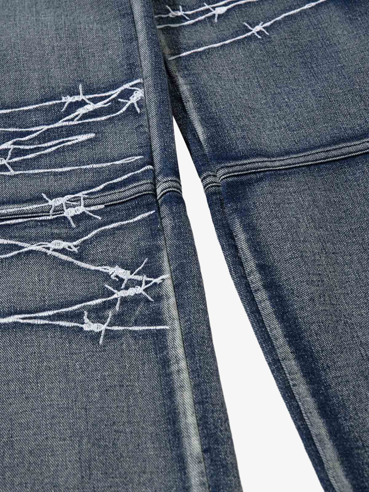 Embroidered Hip-Hop Street Style Jeans