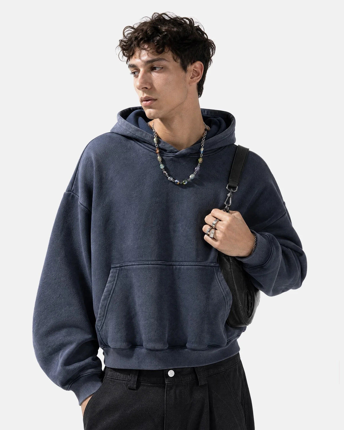 Close-up of the hoodie’s front pocket detail