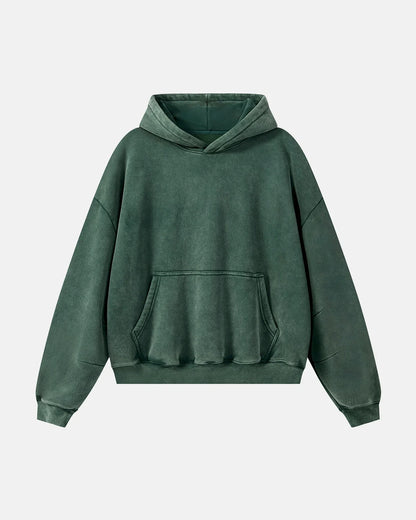 Washed Fleece Boxy Hoodie Relaxed Streetwear