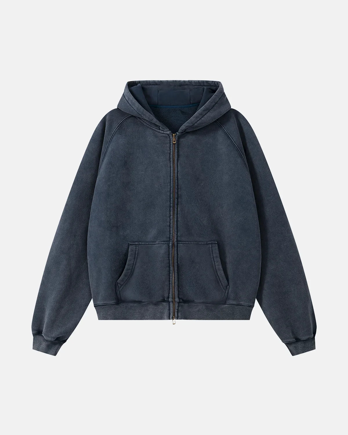 Washed boxy hoodie with a drawstring hood and raglan sleeves
