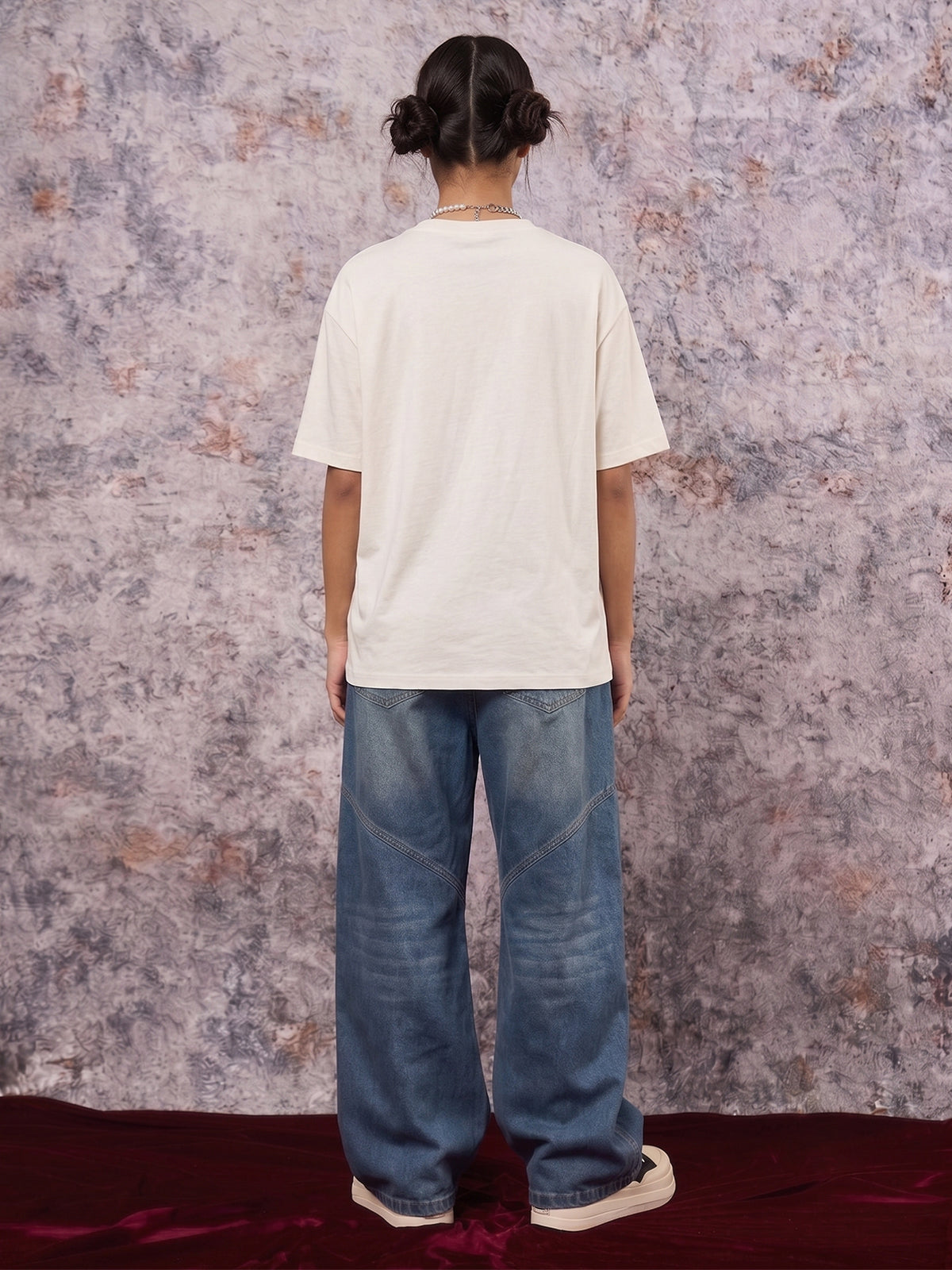 Revelse™  Abstract Cotton Oversized Graphic T-Shirt White