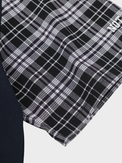 Plaid sleeve cotton polo shirt styled for a casual outfit