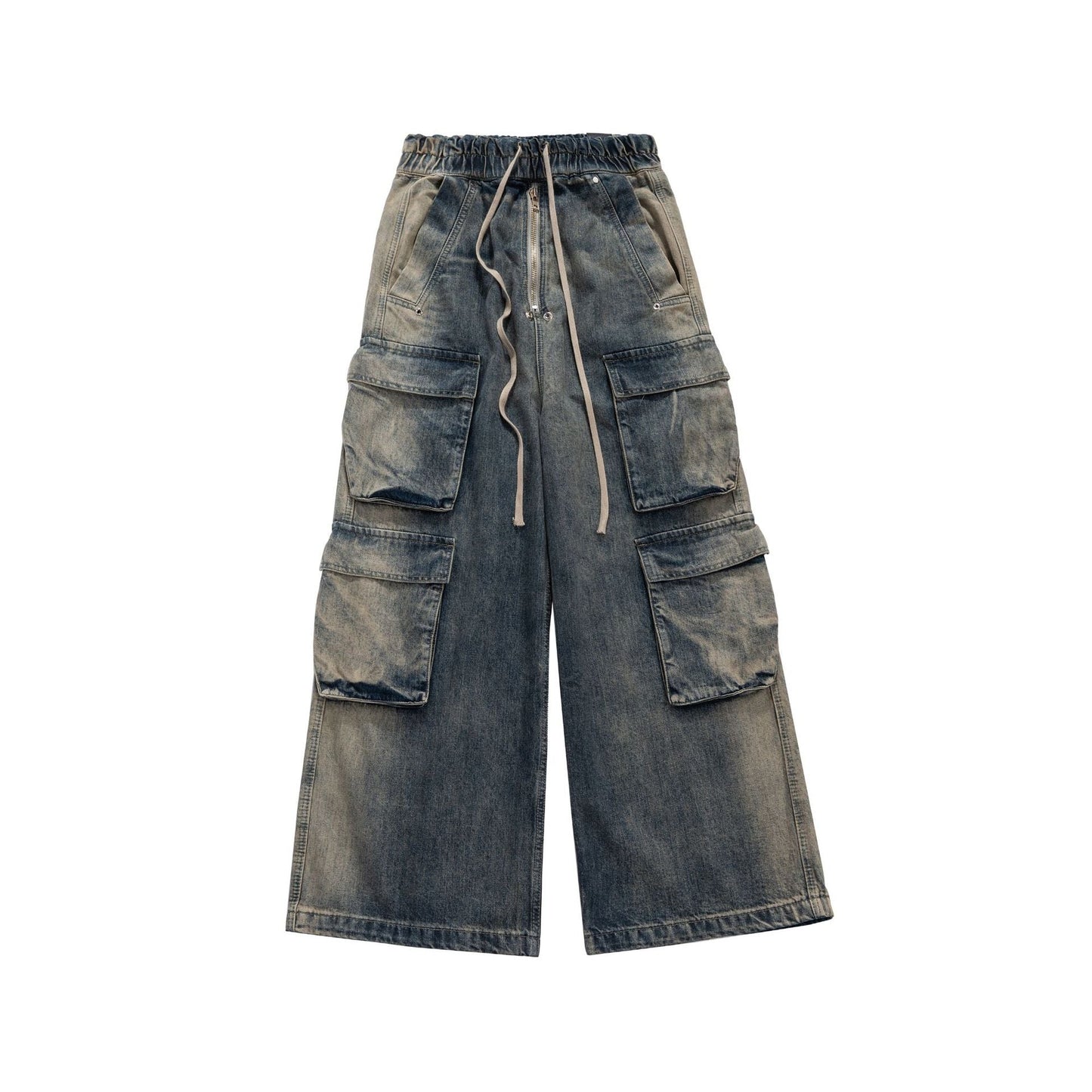 Wide Leg Multi-Pocket Loose Fit Straight Jeans
