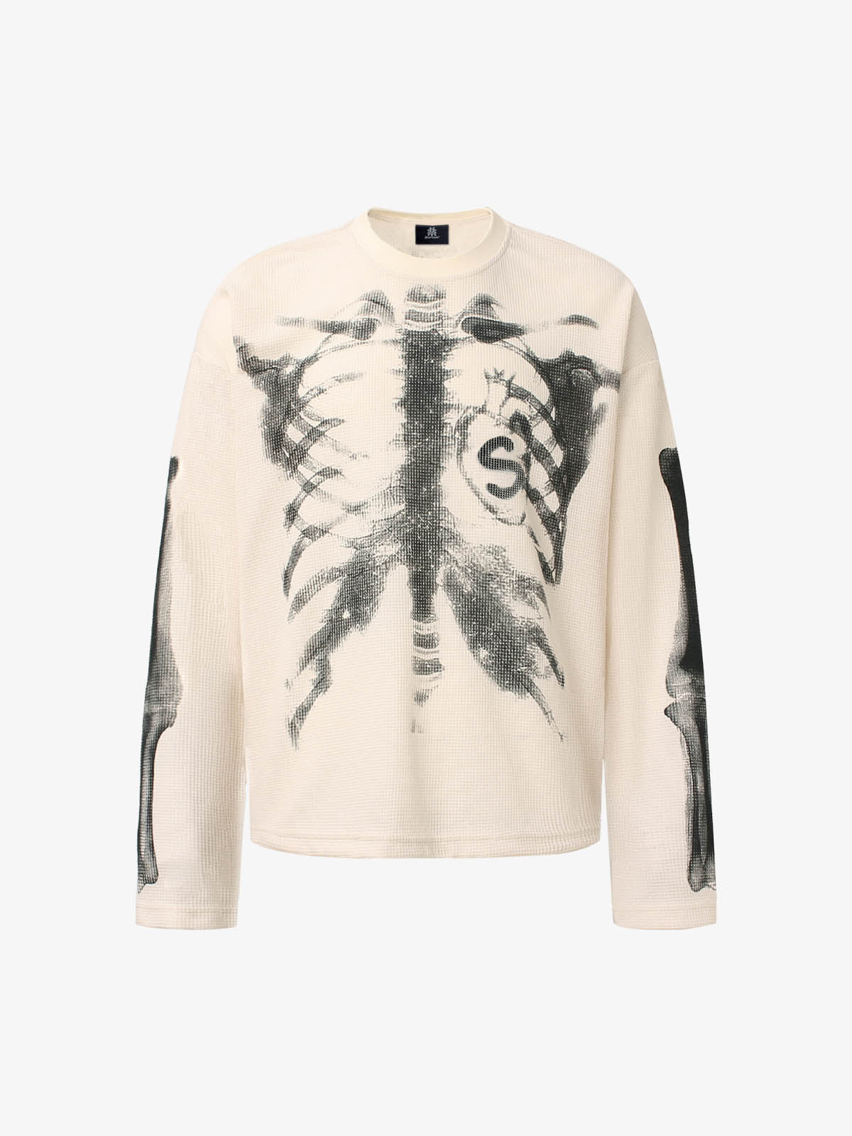 Skeleton Graphic Waffle Knit Sweatshirt