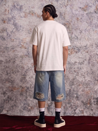 Revelse™  Abstract Cotton Oversized Graphic T-Shirt White
