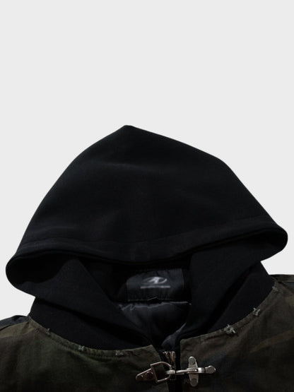 Camouflage Cotton Quilted Hooded Jacket