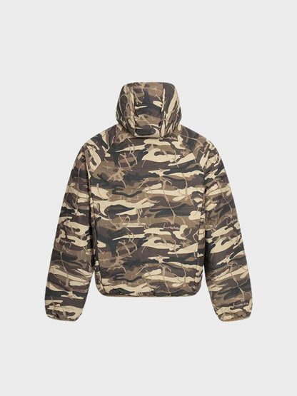 Camouflage Insulated Quilted Jacket With Side Zipper