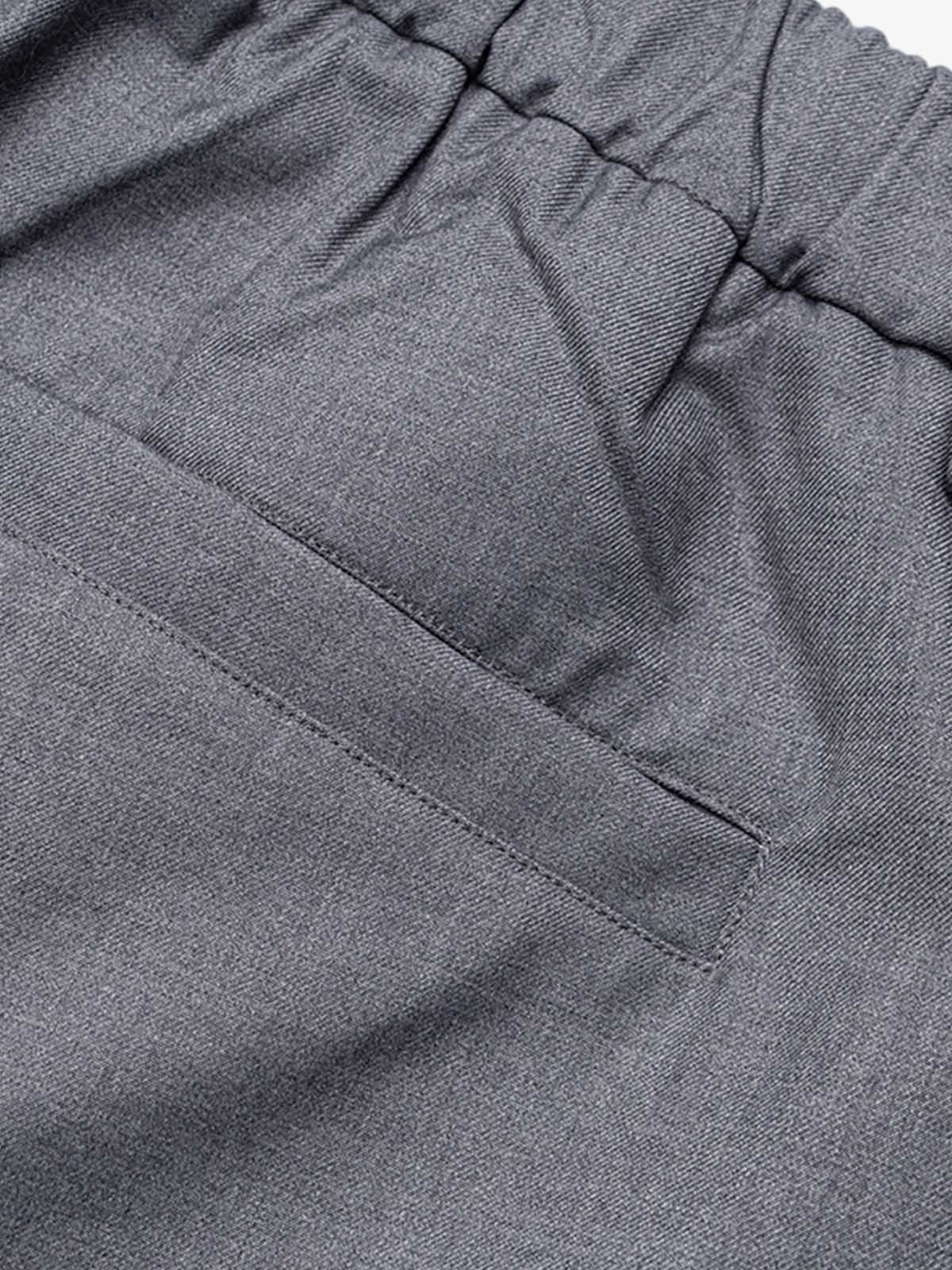 Full view of smart casual grey tailored shorts with clean tailored finish