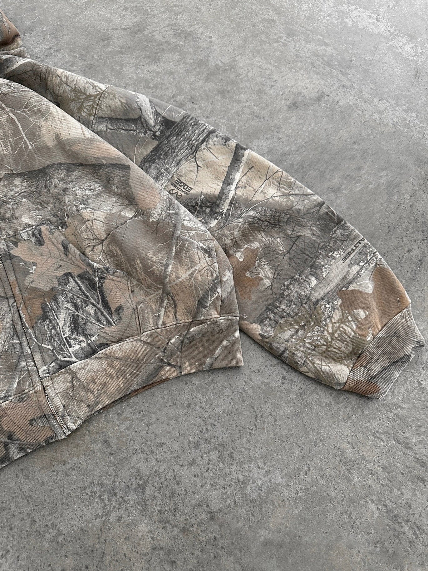 Camouflage Zip-Up Hoodie with Woodland Print