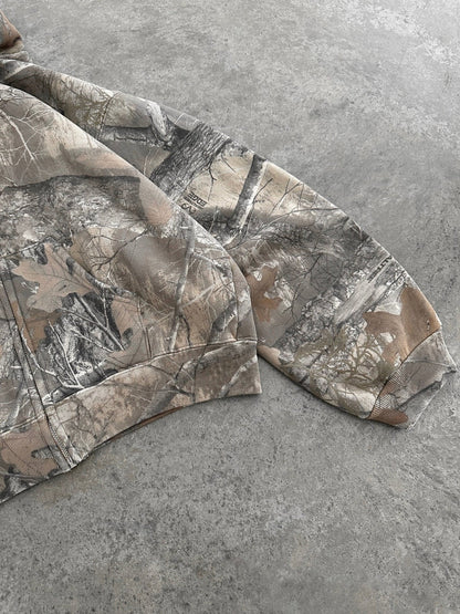 Camouflage Zip-Up Hoodie with Woodland Print