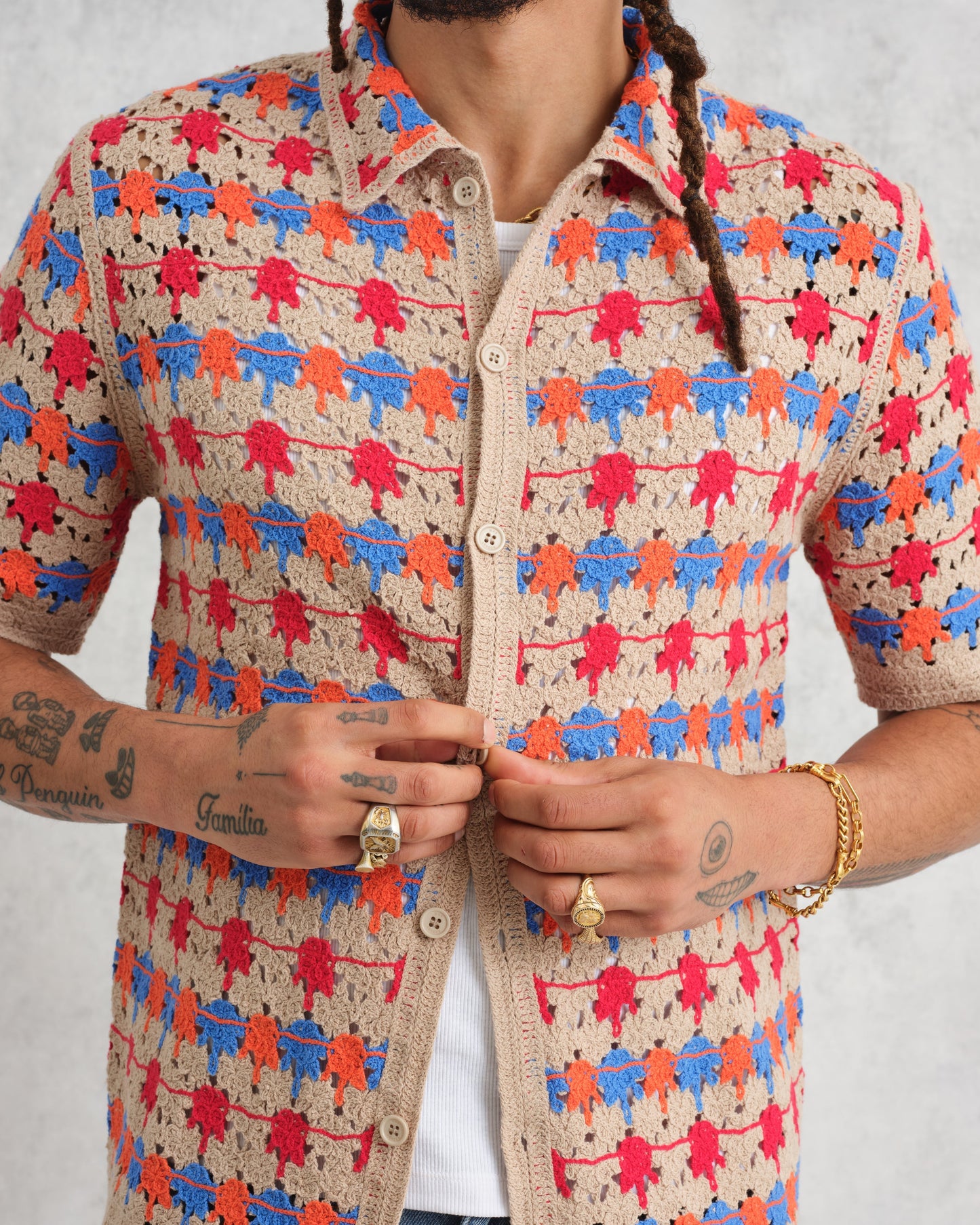 Revelse™ Multicolor Splash Crochet Shirt