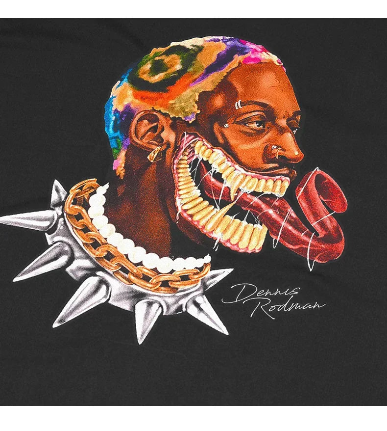 Dennis Rodman Hip Hop Trend Tee Men's Cool Fashion Oversized T-shirt
