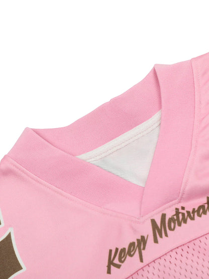 Flame Print Mesh Pink Jersey Top