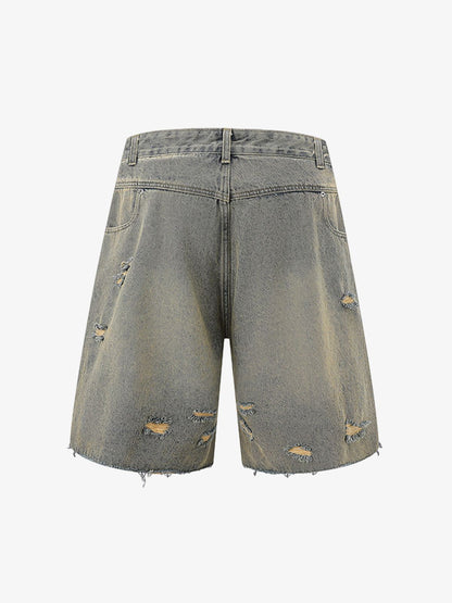 Men's Ripped Distressed Denim Jacket and Pants Set