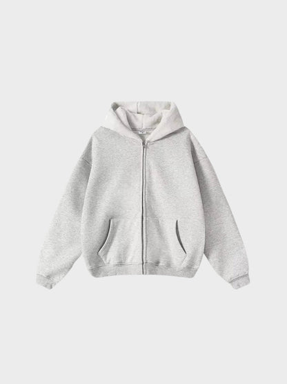 Full-Zip Fleece Hoodie Loose Fit