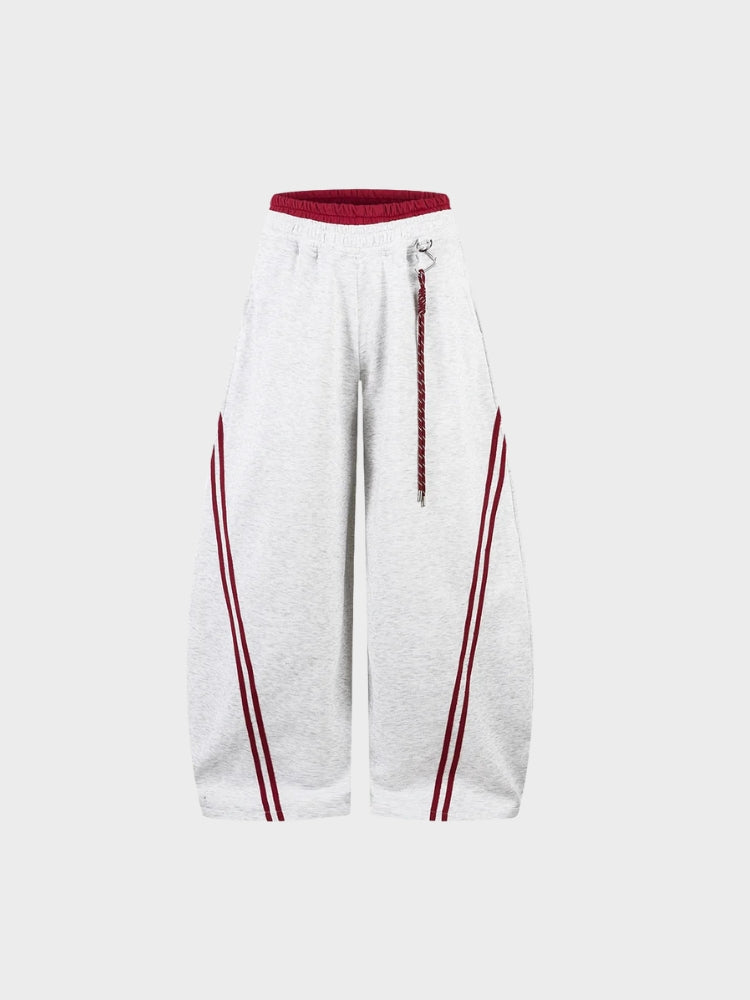 Cotton Blend Balloon-Leg Joggers with Contrast Waistband