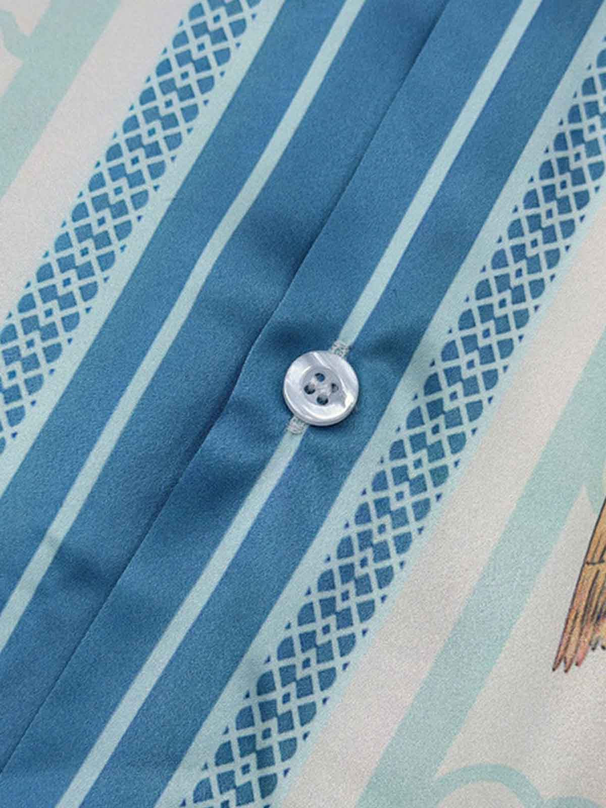 Revelse™  Silky Camp Collar Boxy Shirt Porcelain Floral Print